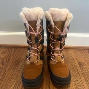 Kids Tan and Black Winter Boots